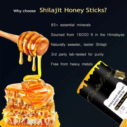 Shilajit Honey Sticks - 30 Himalayan Shilajit Honey Sticks for Energy, Strength and Cognitive Support for Men and Women