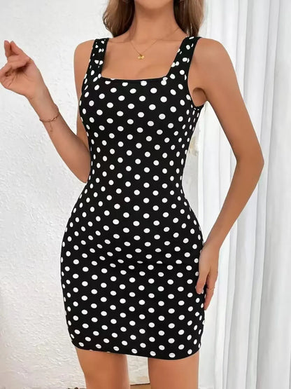Contrast Polka Dot Mini Cami Dress
